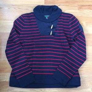 NWOT—Lauren Ralph Lauren Blue and Red Striped Top